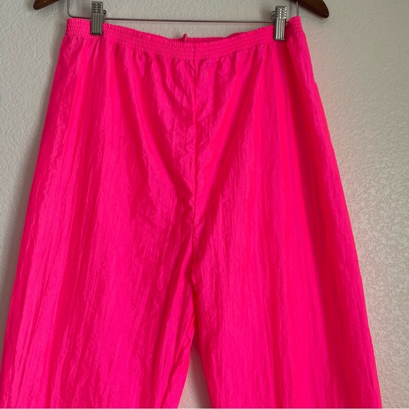 Vintage 80's high visibility neon pink windbreaker nylon track pants, M - Picture 4 of 7